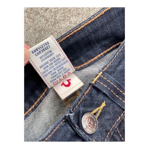 True Religion Jeans Y2K Low Rise Straight Dark Wash Boot Cut Flap Pockets Sz 26 - Picture 5 of 11